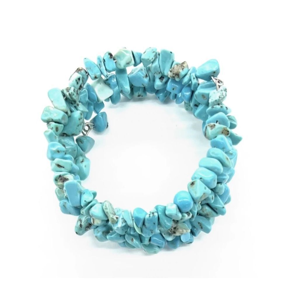 Turquoise Dyed Howlite Stone Wrap Bracelet